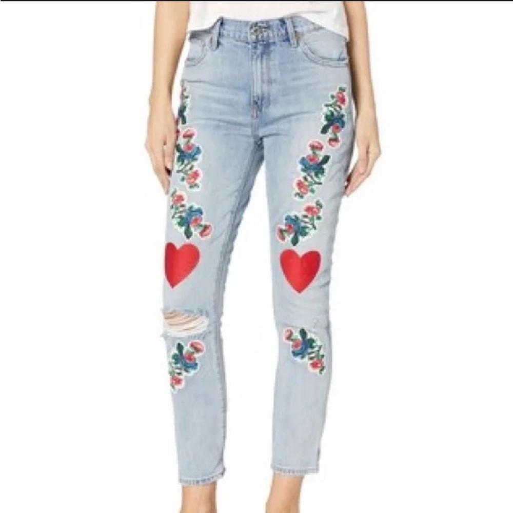 Lucky Brand Bridgette Skinny Heart Patch embroidery Jeans